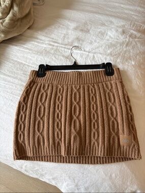 ALO Yoga Cable Knit Mini Skirt in Camel